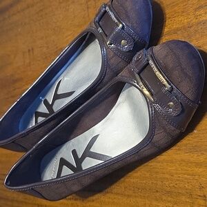 Anne Klein Sport Brown wedge pumps with buckle accents Sz 7